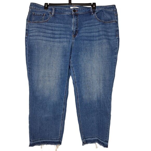 Lane Bryant Flex Magic Waistband High Rise Straight Jeans Size 24 Raw Hem - Picture 2 of 6